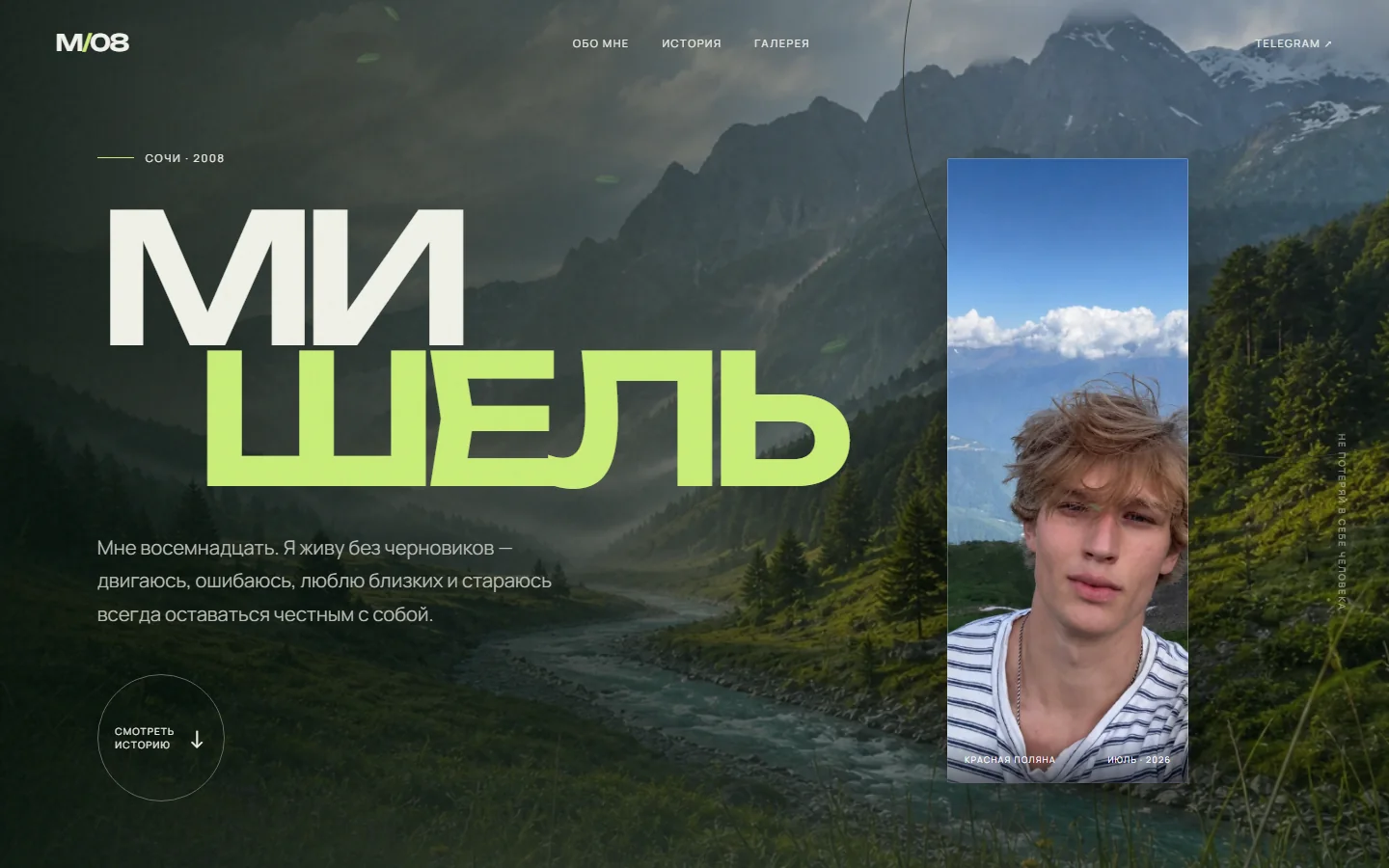 Главный экран сайта Мишель